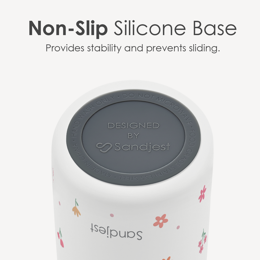 Grey Floral VividPop | Push-button Lid Water Bottle 32oz