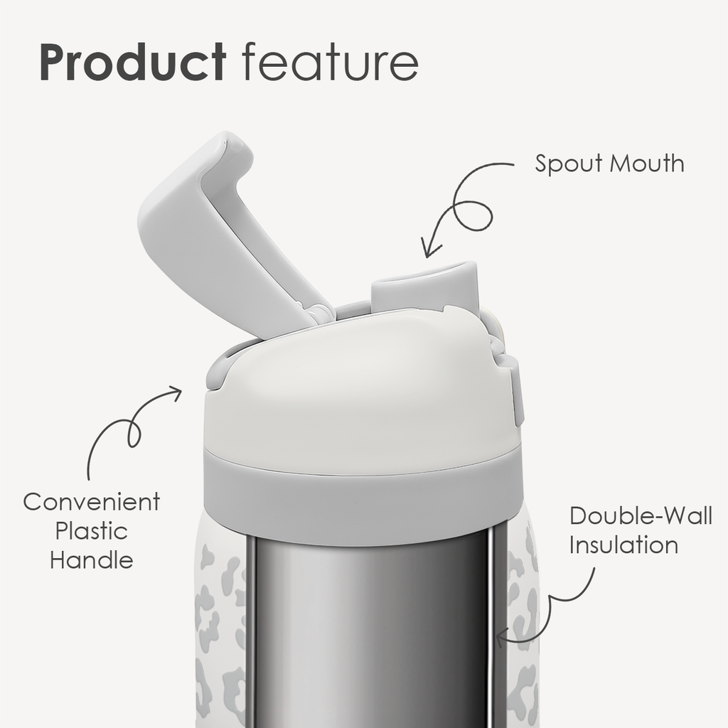 Grey Leopard VividPop | Push-button Lid Water Bottle 32oz