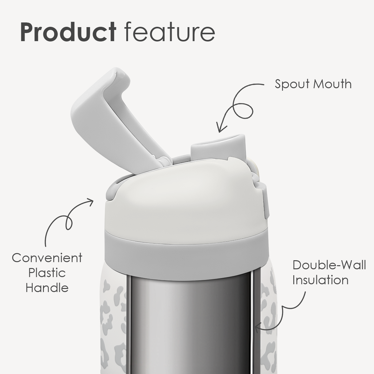 Grey Leopard VividPop | Push-button Lid Water Bottle 32oz