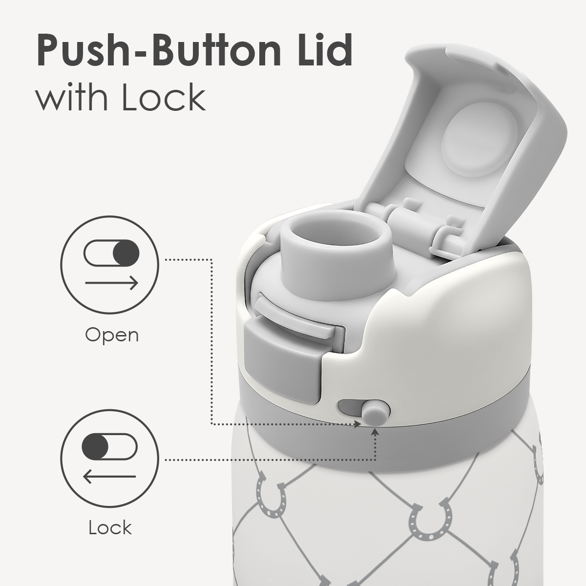 Grey Horse VividPop | Push-button Lid Water Bottle 32oz
