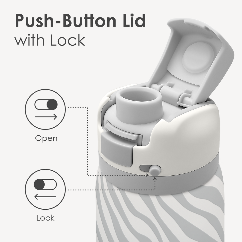 Grey Zebra VividPop | Push-button Lid Water Bottle 32oz