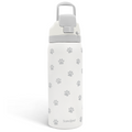 Grey Paw Print VividPop | Push-button Lid Water Bottle 32oz