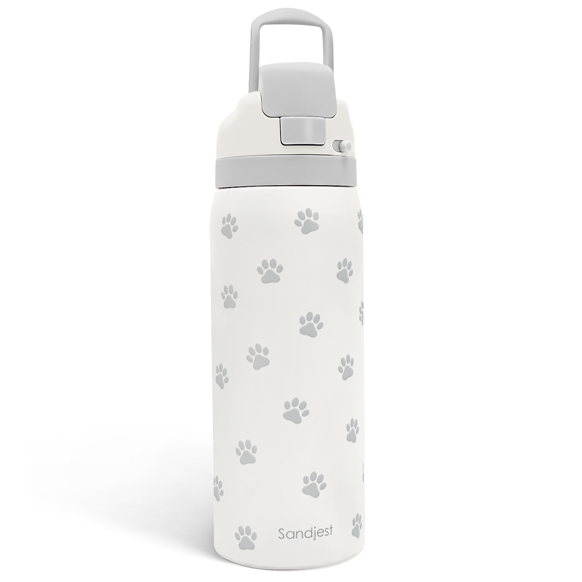 Grey Paw Print VividPop | Push-button Lid Water Bottle 32oz