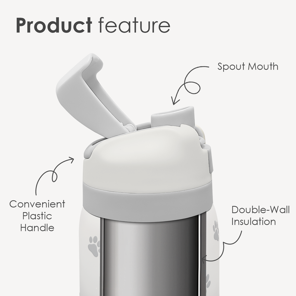 Grey Paw Print VividPop | Push-button Lid Water Bottle 32oz