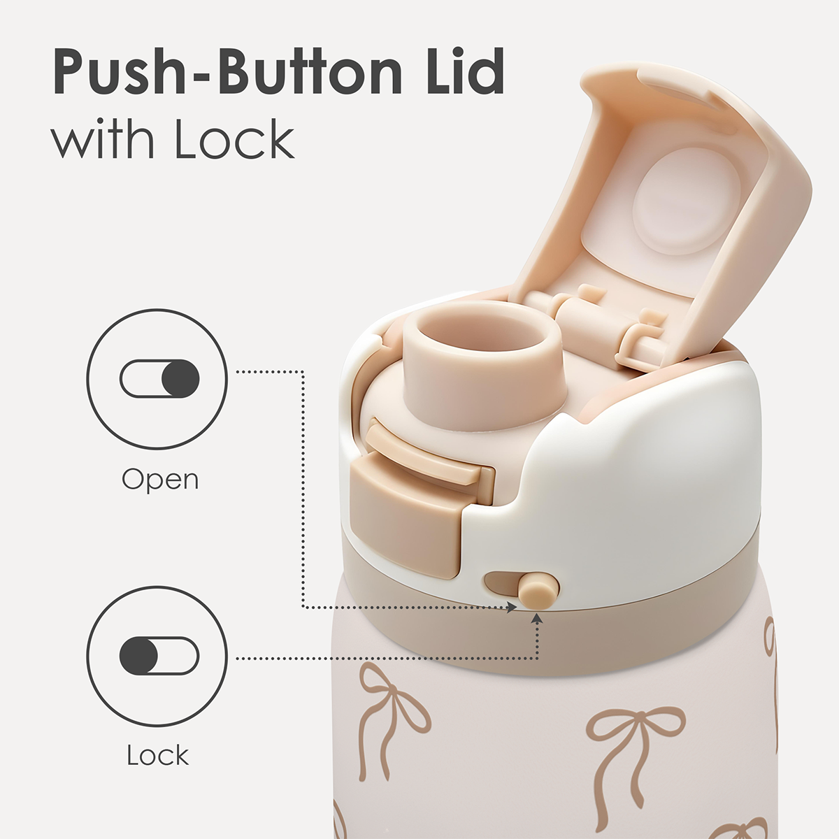 Brown Bow VividPop | Push-button Lid Water Bottle 32oz