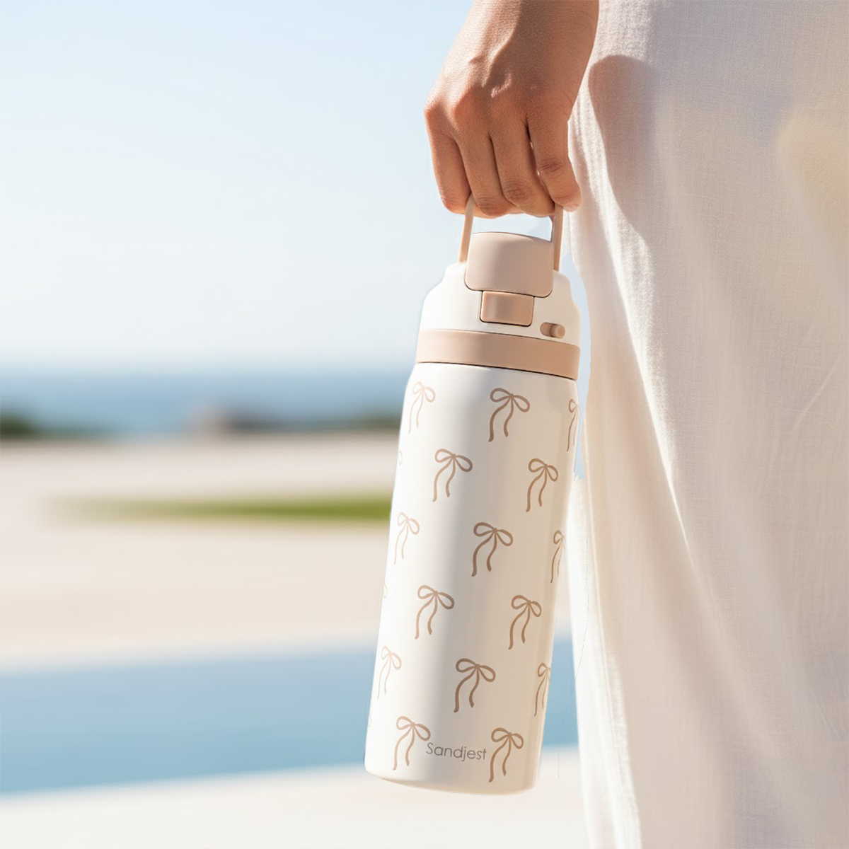 Brown Bow VividPop | Push-button Lid Water Bottle 32oz