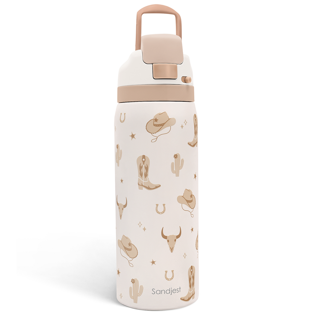 Brown Cowgirl VividPop | Push-button Lid Water Bottle 32oz