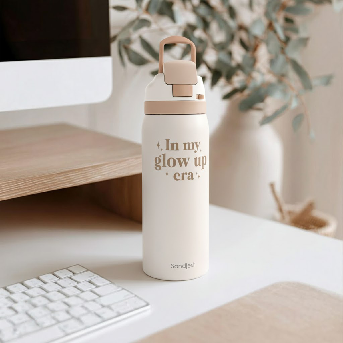 Brown Inspiration VividPop | Push-button Lid Water Bottle 32oz