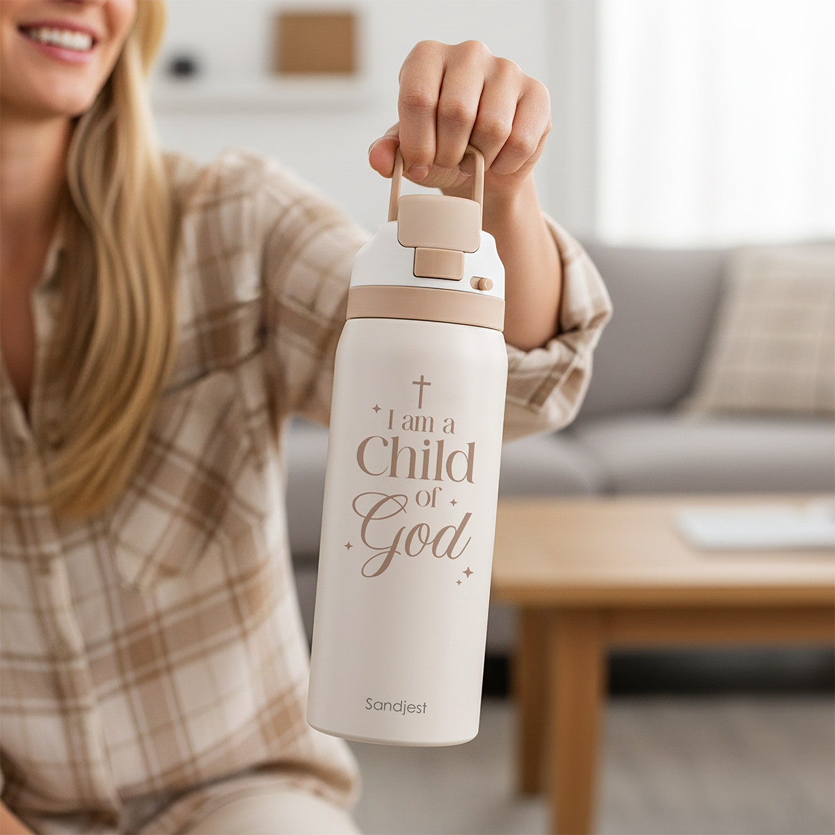 Brown Christian VividPop | Push-button Lid Water Bottle 32oz
