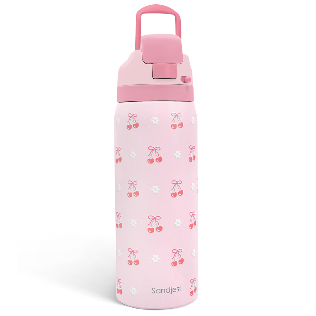 Pink Cherry VividPop | Push-button Lid Water Bottle 32oz