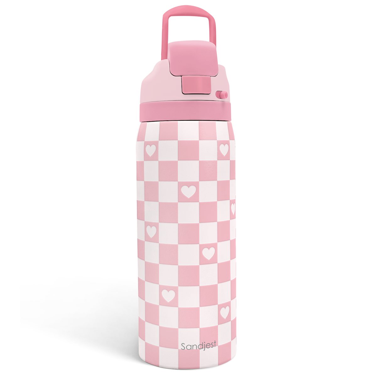 Pink Checker VividPop | Push-button Lid Water Bottle 32oz