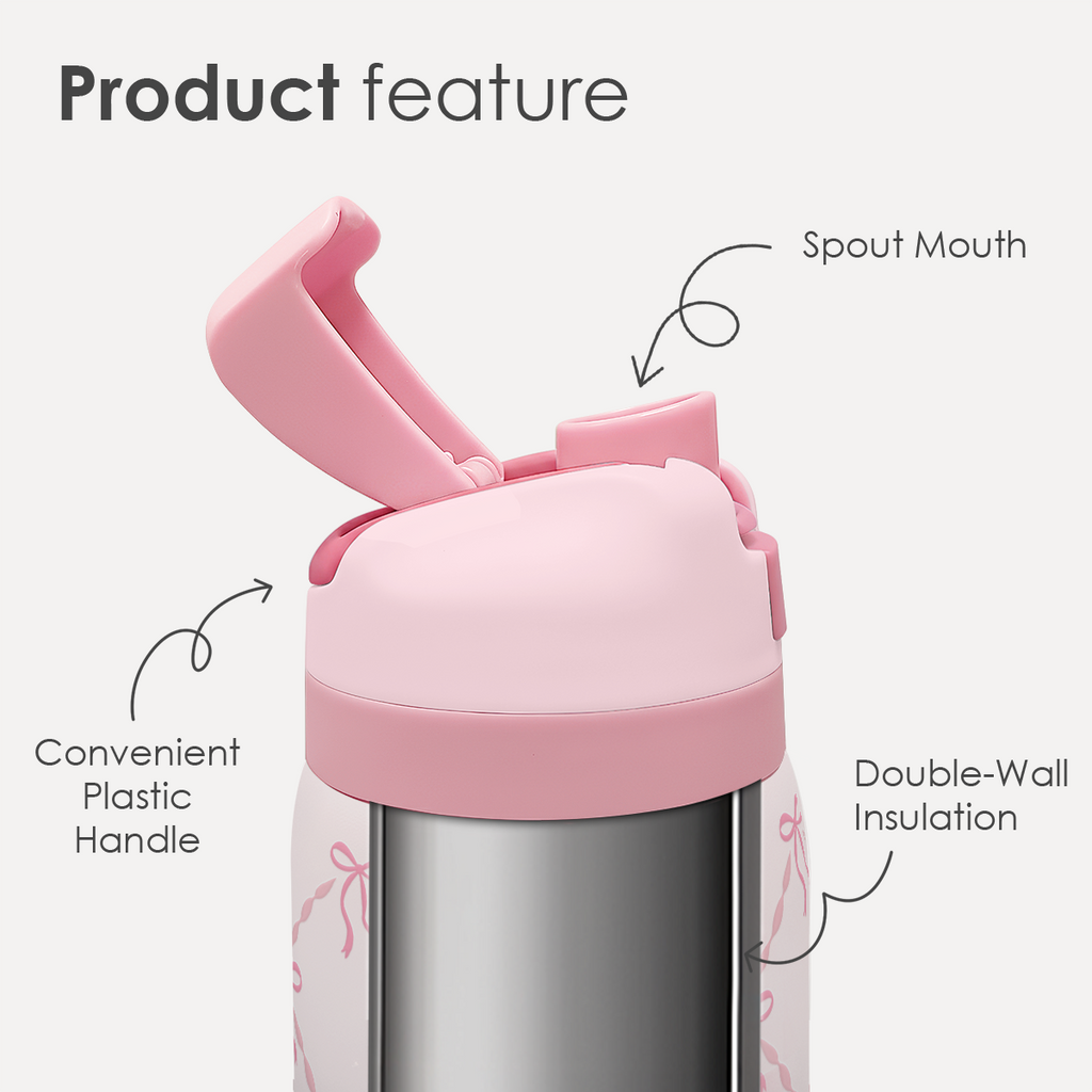 Pink Bow VividPop | Push-button Lid Water Bottle 32oz