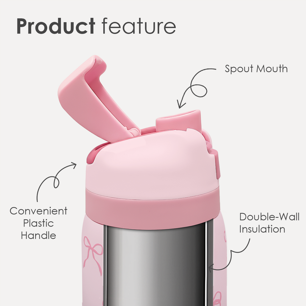 Pink Bow VividPop | Push-button Lid Water Bottle 32oz