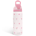 Pink Floral VividPop | Push-button Lid Water Bottle 32oz