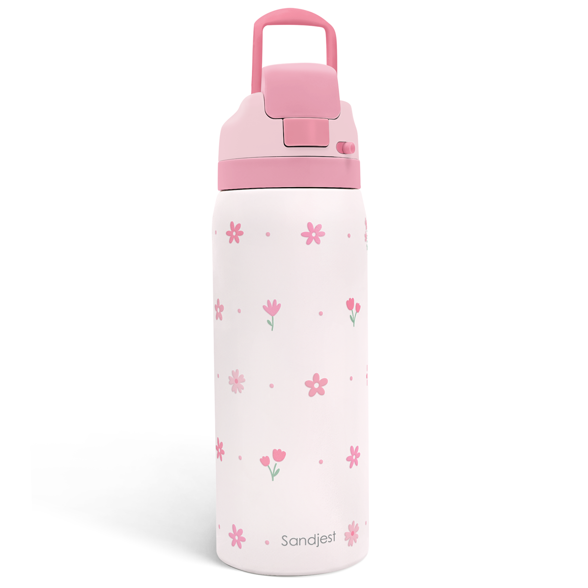 Pink Floral VividPop | Push-button Lid Water Bottle 32oz