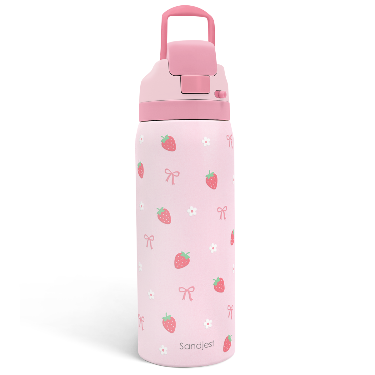Pink Strawberry VividPop | Push-button Lid Water Bottle 32oz