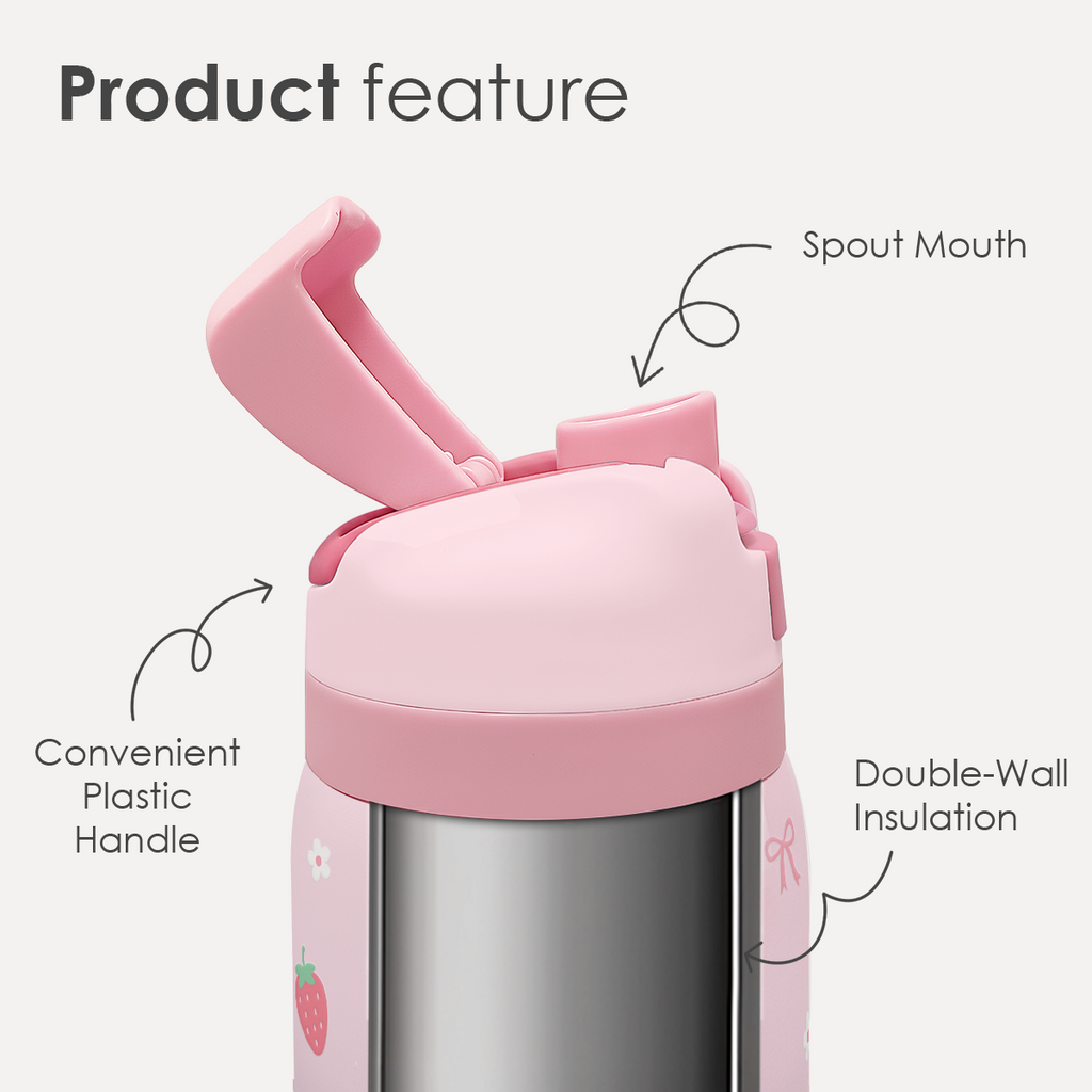 Pink Strawberry VividPop | Push-button Lid Water Bottle 32oz