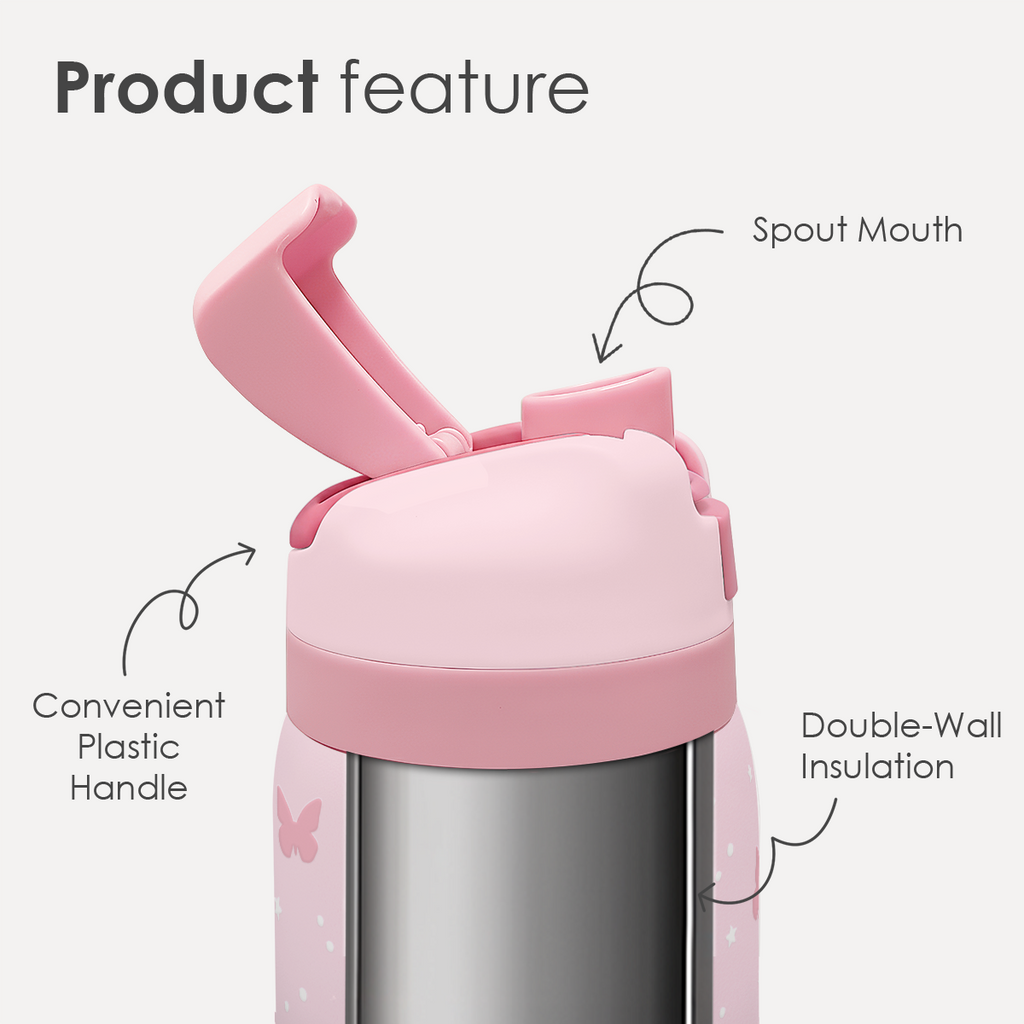 Pink Butterfly VividPop | Push-button Lid Water Bottle 32oz