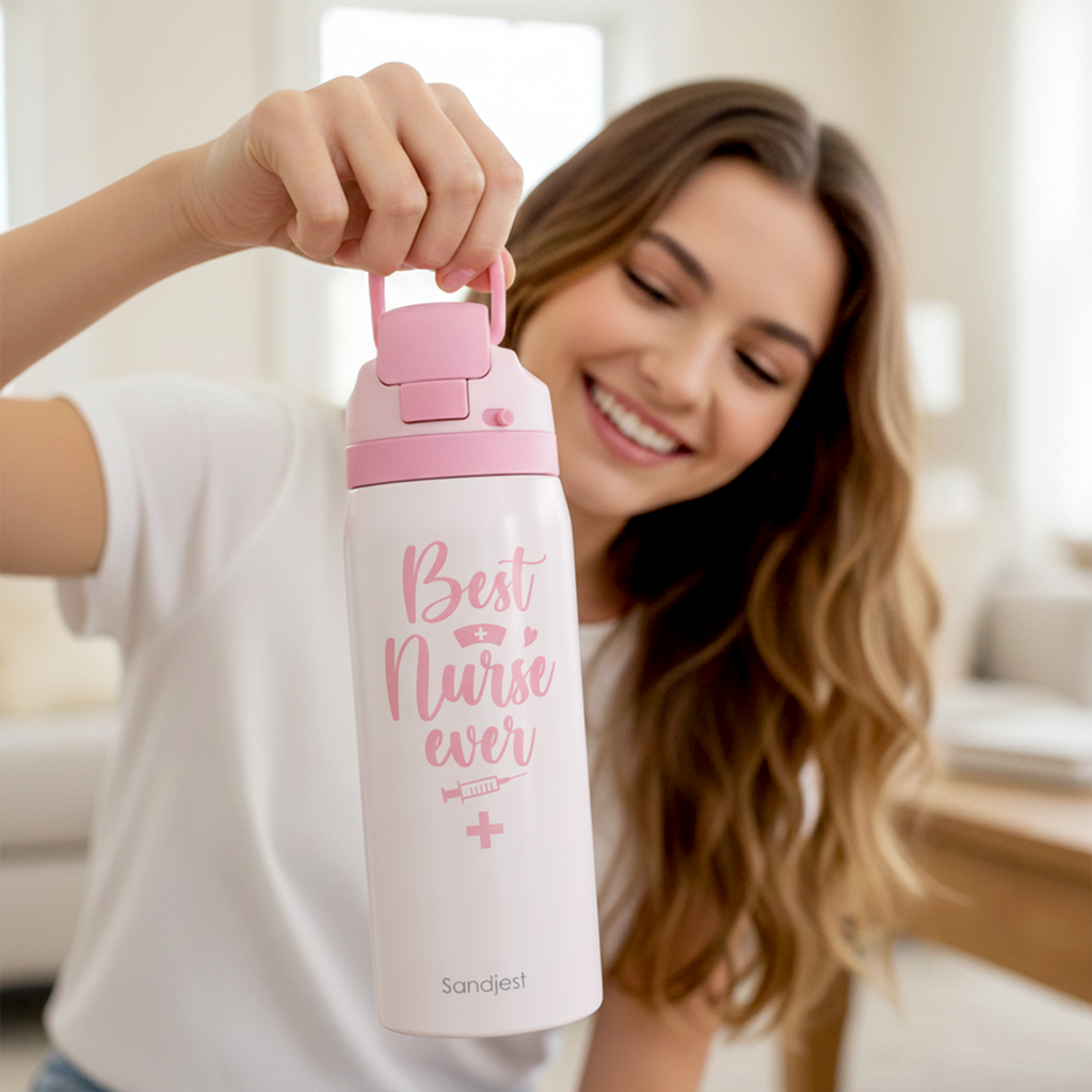 Pink Nurse VividPop | Push-button Lid Water Bottle 32oz