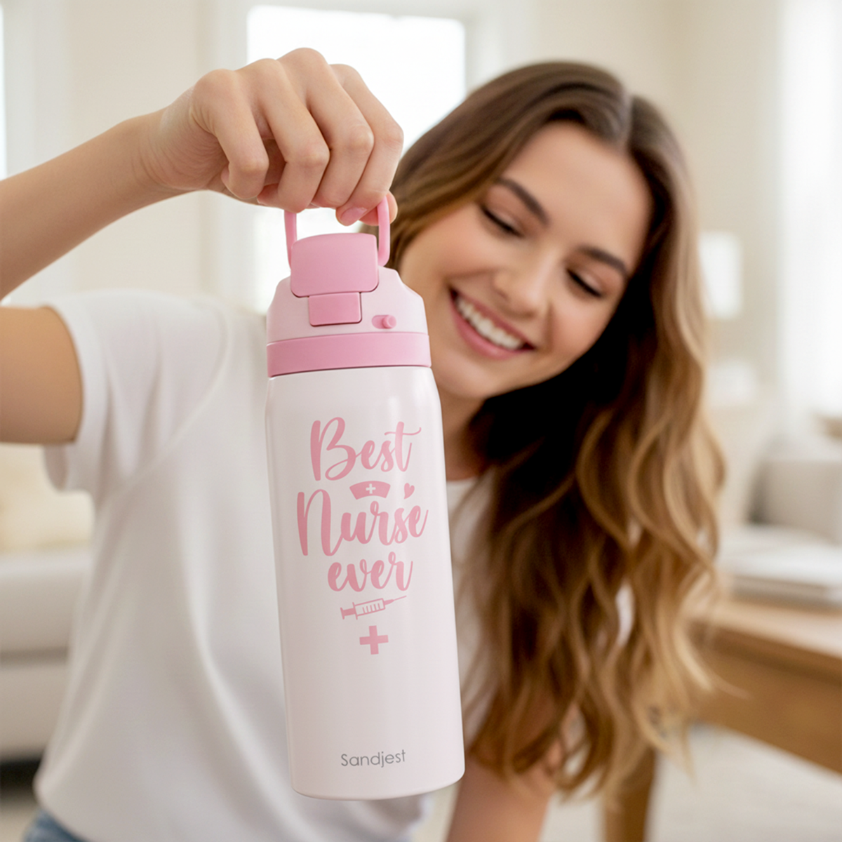 Pink Nurse VividPop | Push-button Lid Water Bottle 32oz