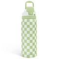 Green Checker VividPop | Push-button Lid Water Bottle 32oz