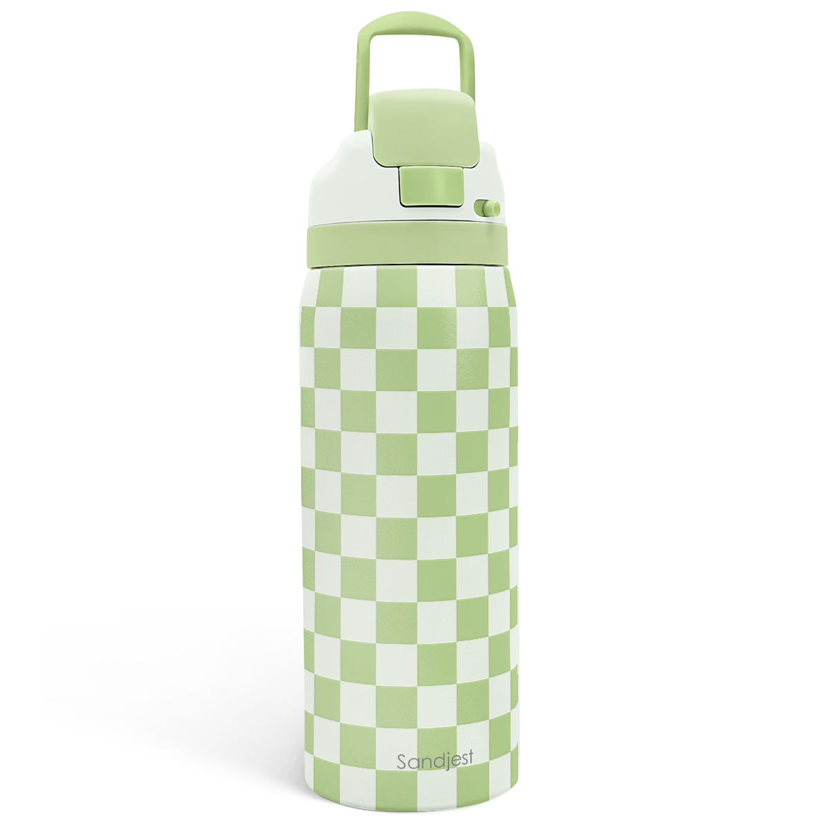 Green Checker VividPop | Push-button Lid Water Bottle 32oz