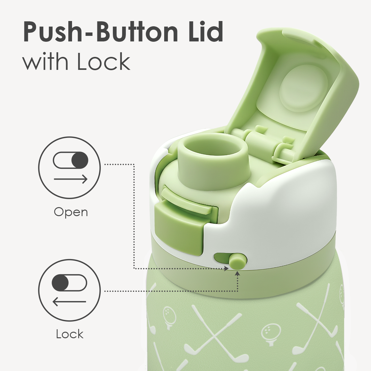 Green Golf VividPop | Push-button Lid Water Bottle 32oz