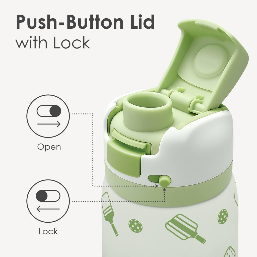 Green Pickleball VividPop | Push-button Lid Water Bottle 32oz