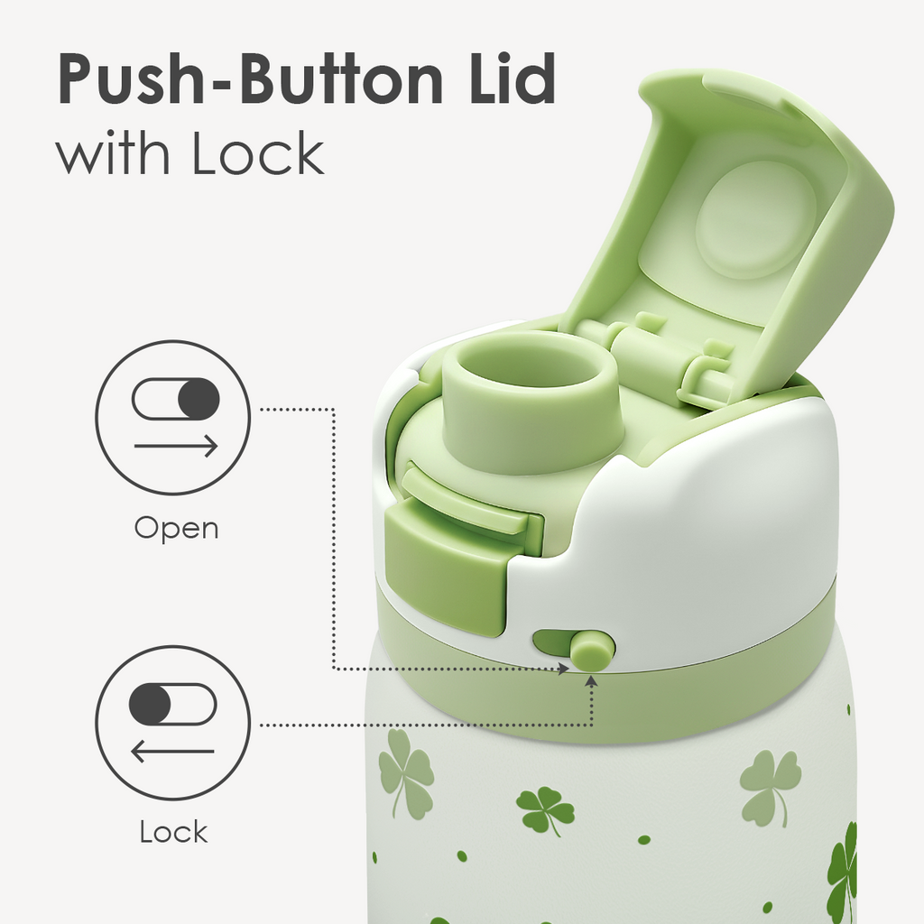 Green Shamrock VividPop | Push-button Lid Water Bottle 32oz