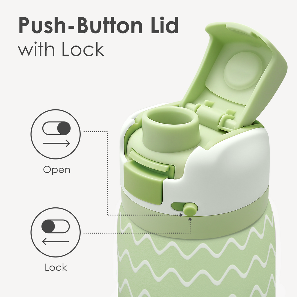 Green Wave VividPop | Push-button Lid Water Bottle 32oz