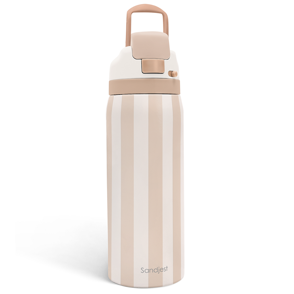 Brown Stripe VividPop | Push-button Lid Water Bottle 32oz