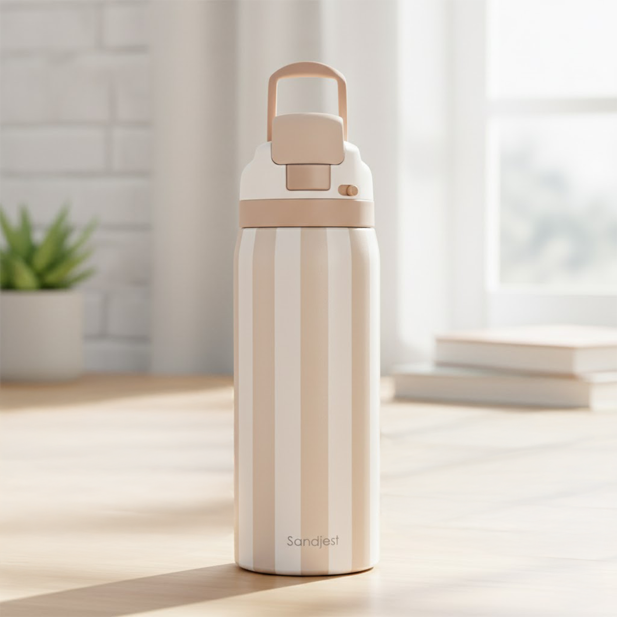 Brown Stripe VividPop | Push-button Lid Water Bottle 32oz