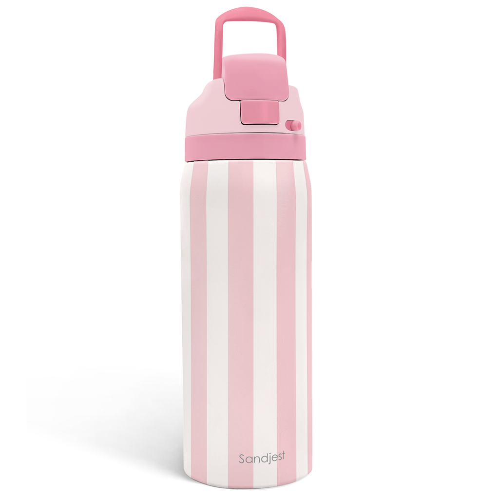 Pink Stripe VividPop | Push-button Lid Water Bottle 32oz
