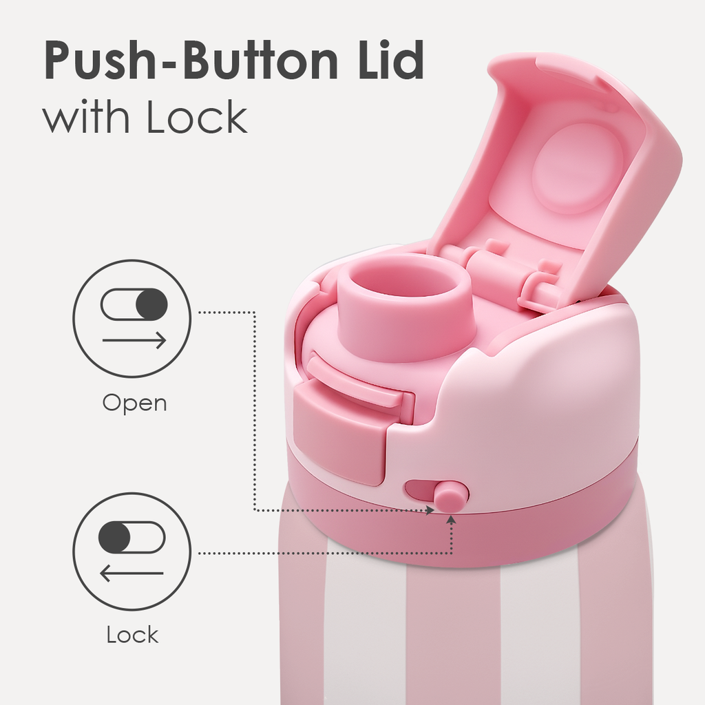 Pink Stripe VividPop | Push-button Lid Water Bottle 32oz
