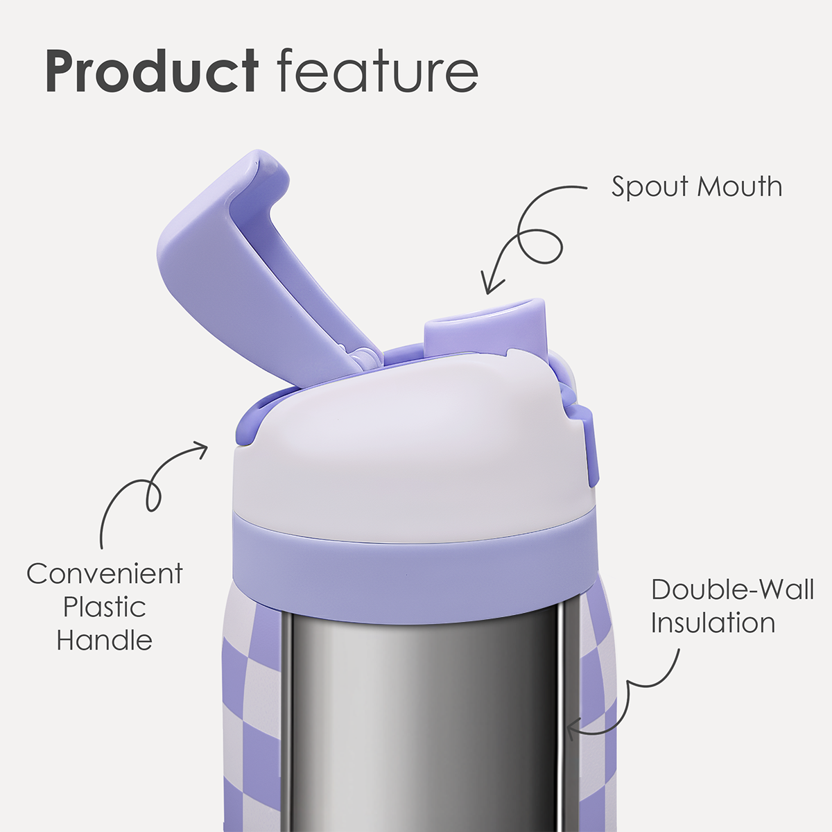 Purple Checker VividPop | Push-button Lid Water Bottle 32oz