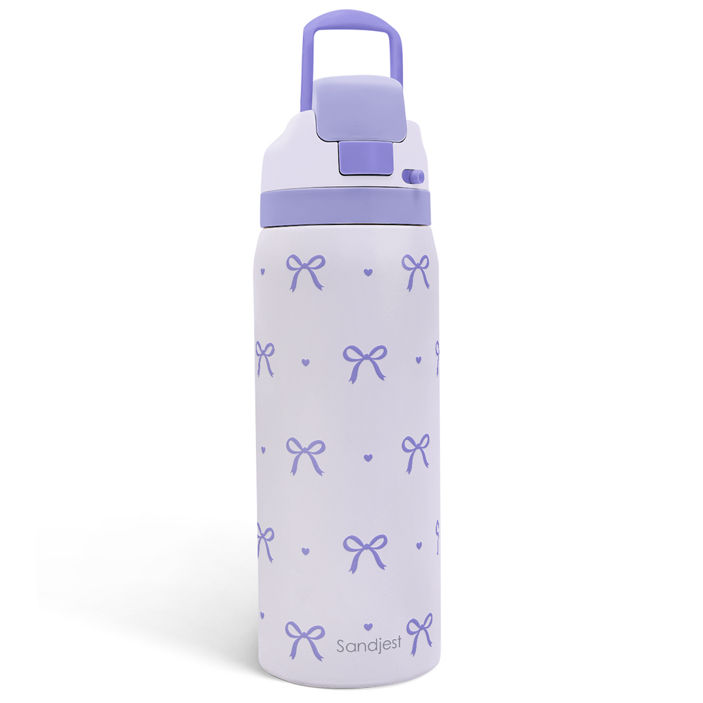 Purple Bow VividPop | Push-button Lid Water Bottle 32oz