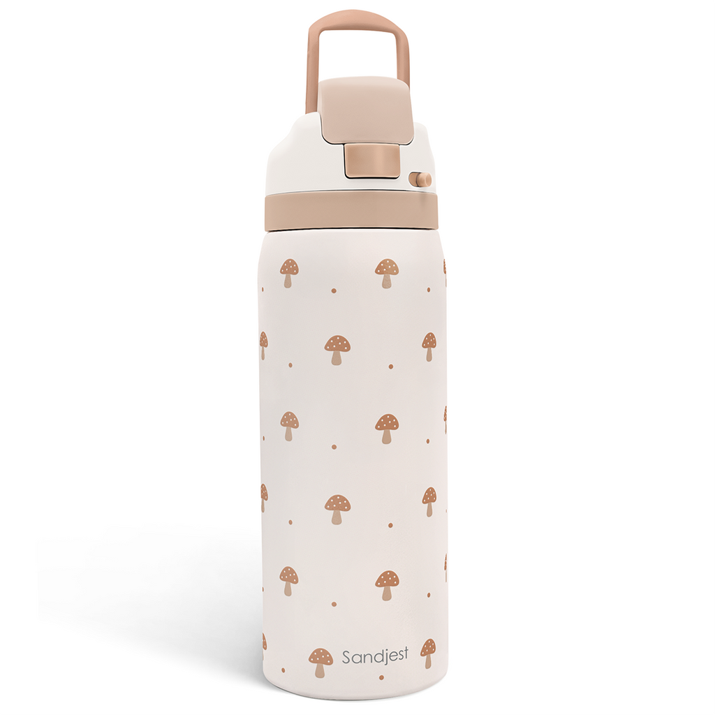 Brown Mushroom VividPop | Push-button Lid Water Bottle 32oz