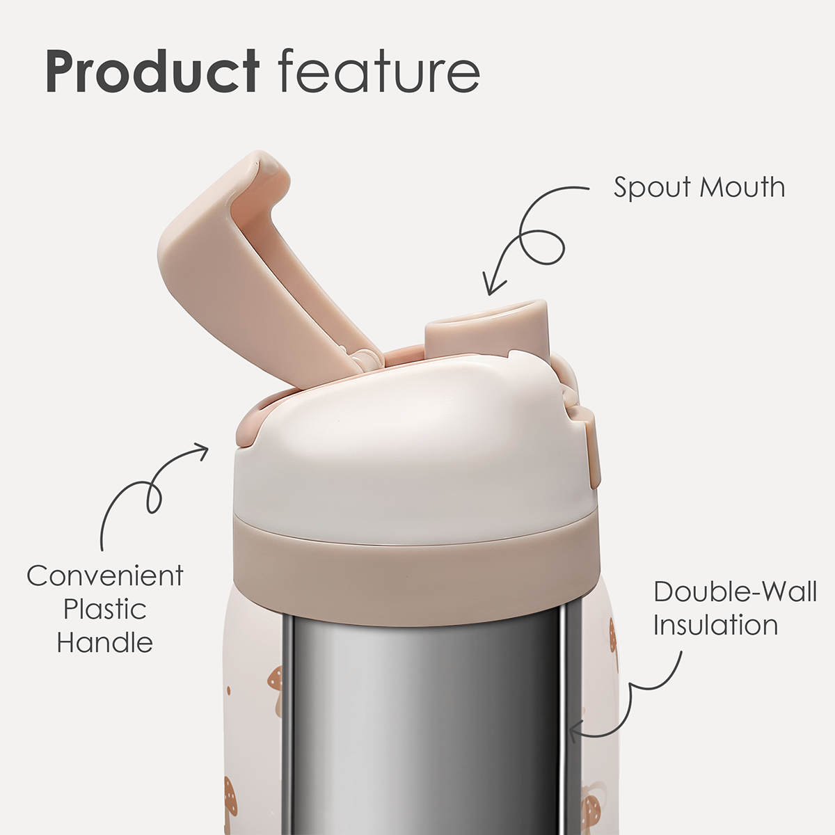 Brown Mushroom VividPop | Push-button Lid Water Bottle 32oz