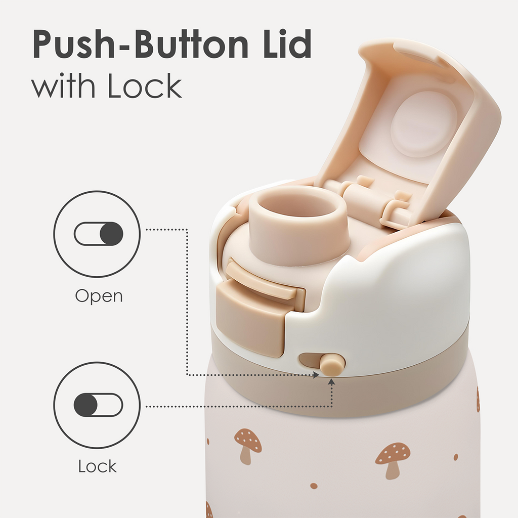Brown Mushroom VividPop | Push-button Lid Water Bottle 32oz