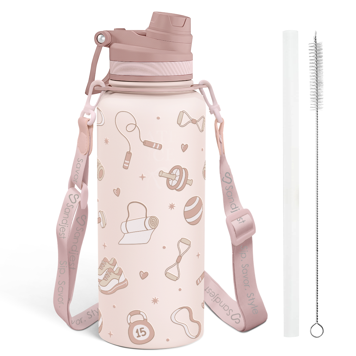 Brown Workout CamelMate | 2-in-1 Lid Water Bottle with Strap 32oz