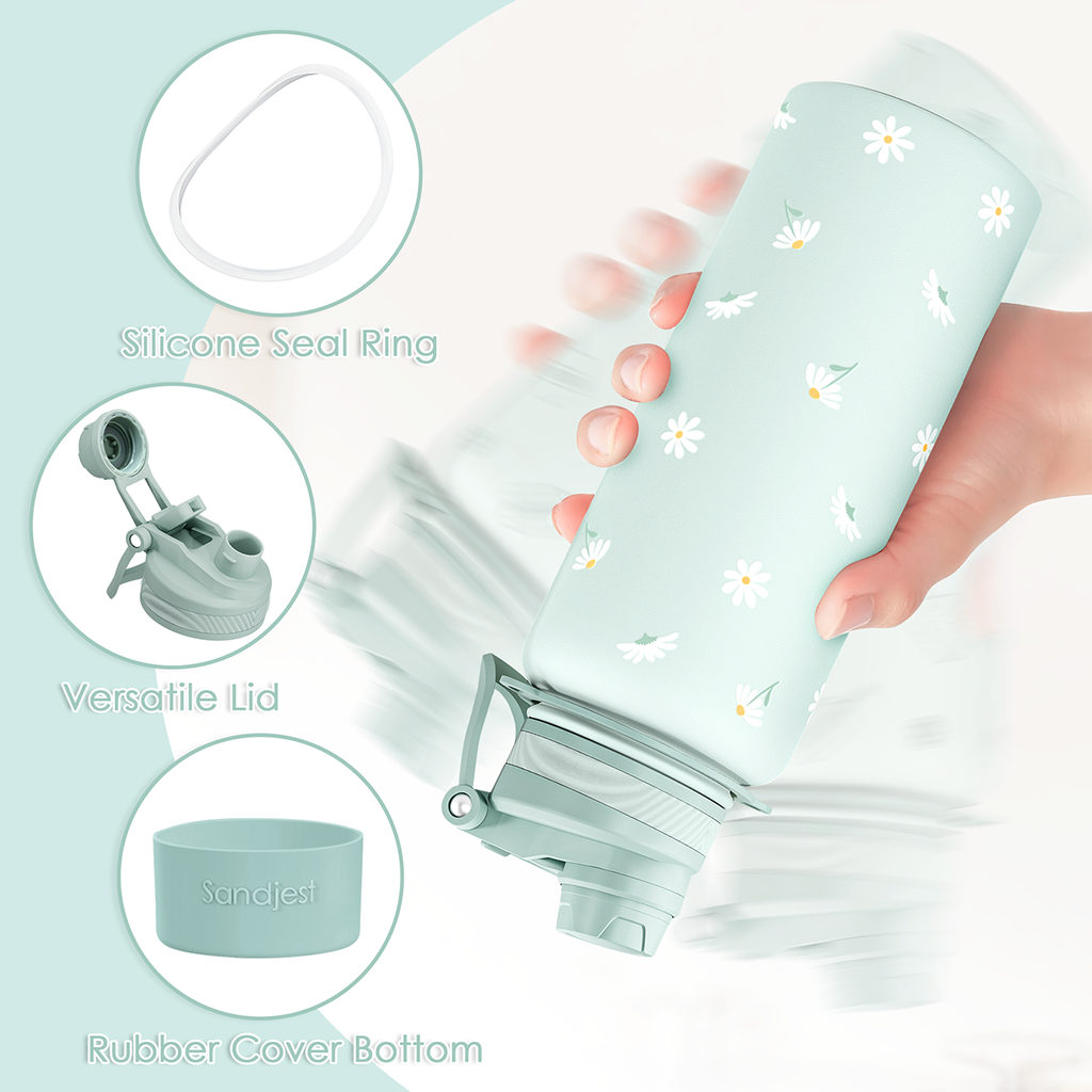 Mint Daisy CamelMate | 2-in-1 Lid Water Bottle with Strap 32oz