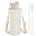 Brown Leopard CamelMate | 2-in-1 Lid Water Bottle with Strap 32oz