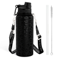 Black Leopard CamelMate | 2-in-1 Lid Water Bottle with Strap 32oz