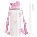 Pink Bow CamelMate | 2-in-1 Lid Water Bottle with Strap 32oz