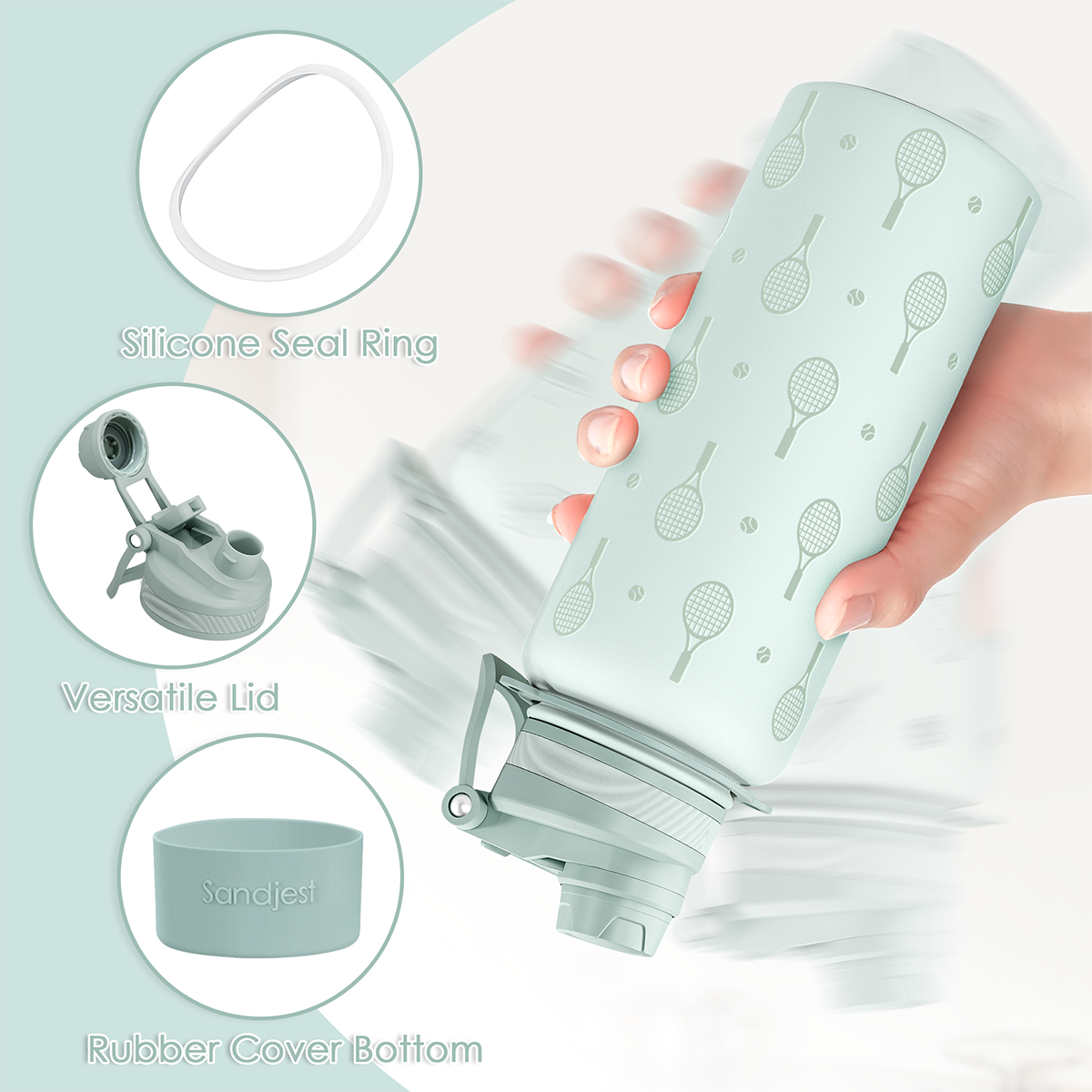 Mint Tennis CamelMate | 2-in-1 Lid Water Bottle with Strap 32oz