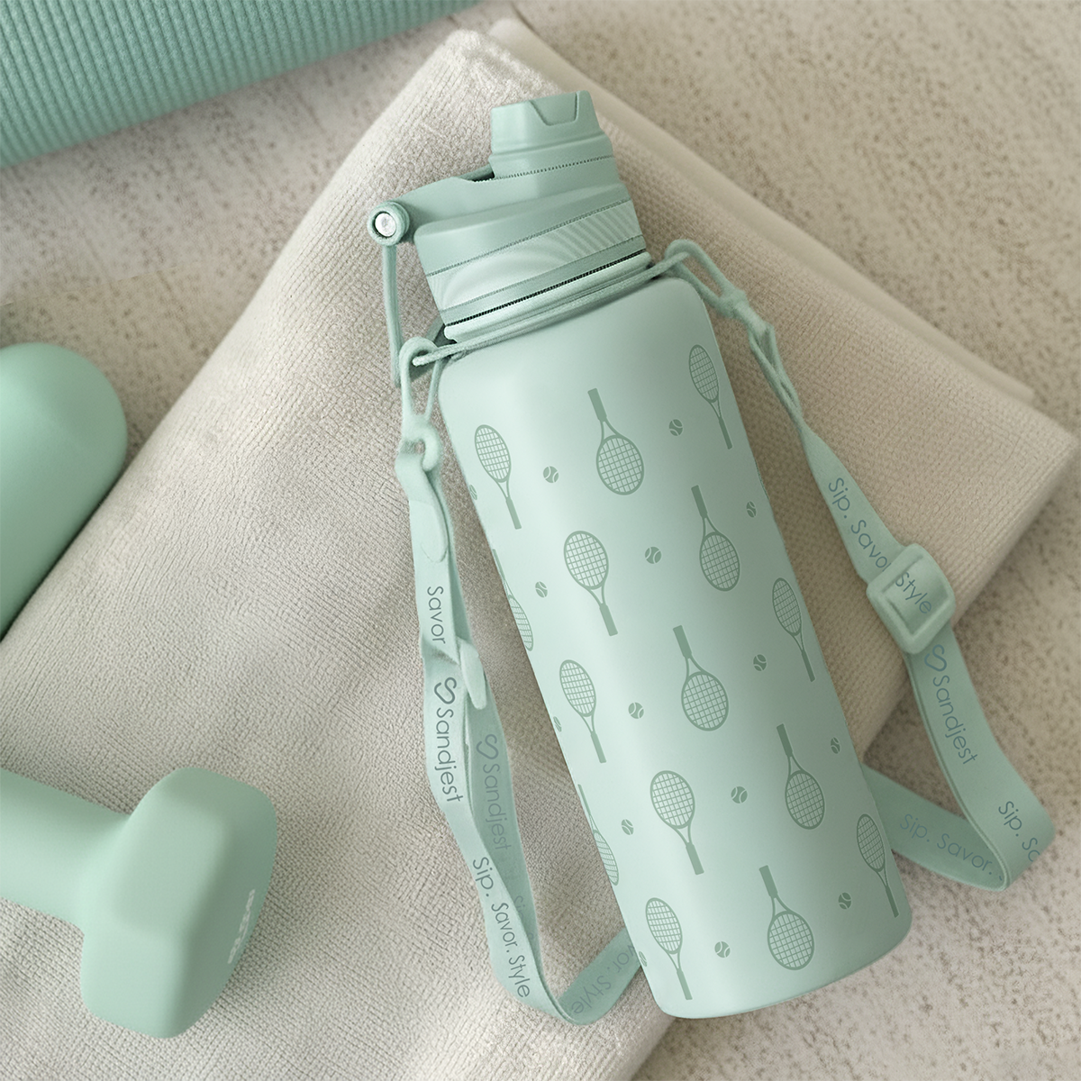 Mint Tennis CamelMate | 2-in-1 Lid Water Bottle with Strap 32oz