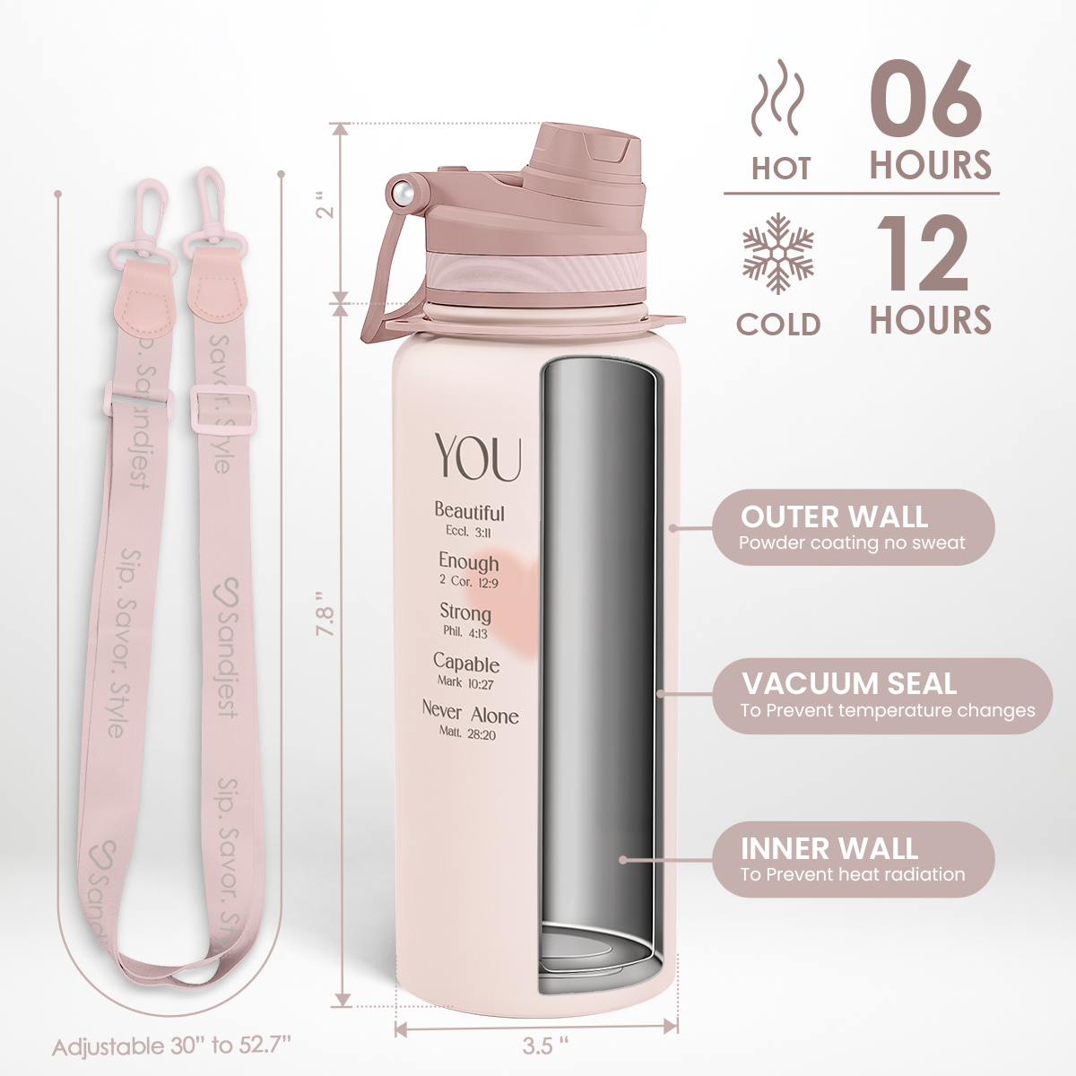 Brown Christian CamelMate | 2-in-1 Lid Water Bottle with Strap 32oz