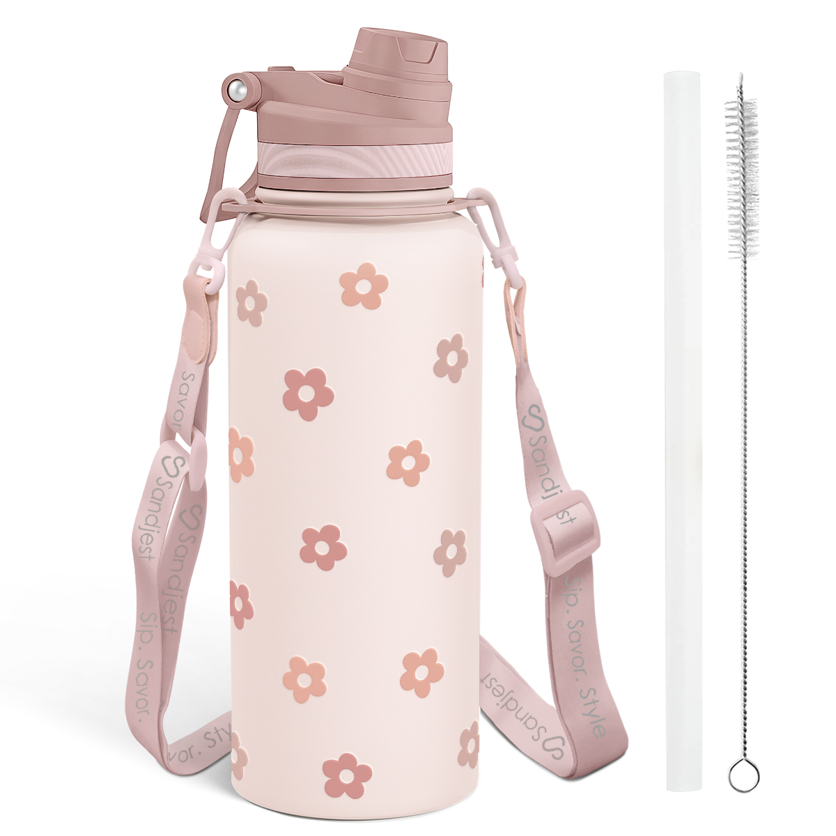 Brown Daisy CamelMate | 2-in-1 Lid Water Bottle with Strap 32oz