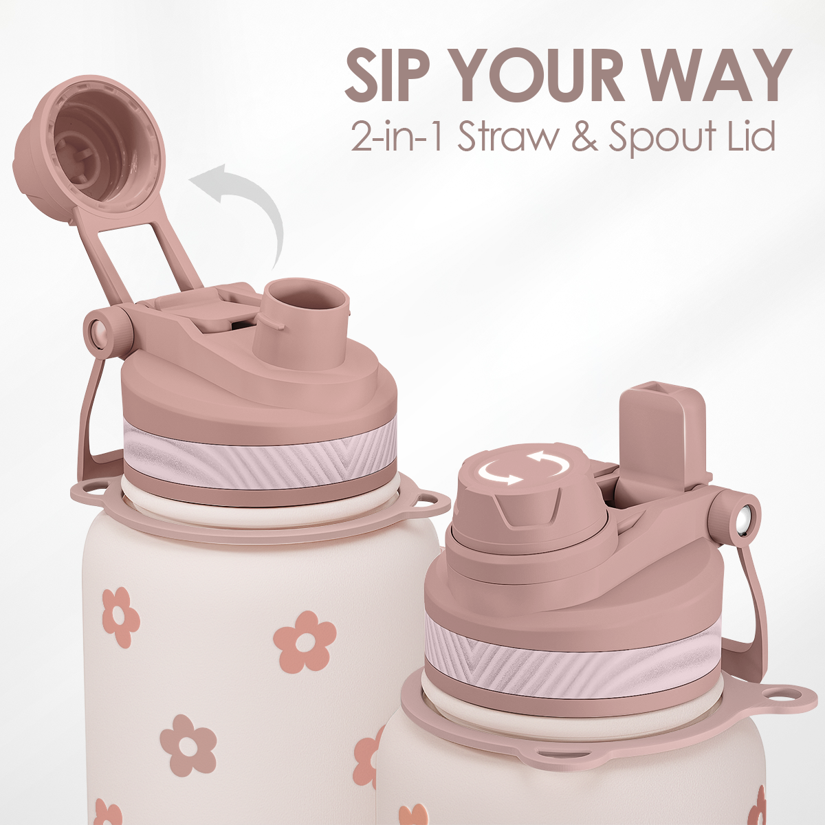 Brown Daisy CamelMate | 2-in-1 Lid Water Bottle with Strap 32oz