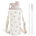 Brown Paw Print CamelMate | 2-in-1 Lid Water Bottle with Strap 32oz
